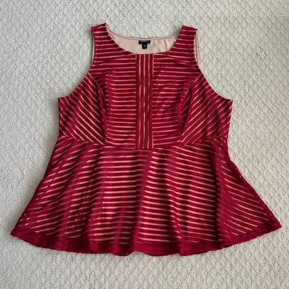 Torrid Shadow Stripe Peplum Top/Blouse Dark Red Size 3X NWT - Picture 3 of 15